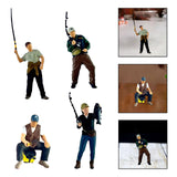 Maxbell 1/64 Scale Male Angler Figure Photography Props Decoration Fishing Character Casting Fishing Rod