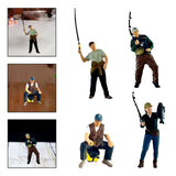 Maxbell 1/64 Scale Male Angler Figure Photography Props Decoration Fishing Character Casting Fishing Rod