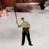 Maxbell 1/64 Scale Male Angler Figure Photography Props Decoration Fishing Character Casting Fishing Rod