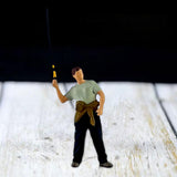 Maxbell 1/64 Scale Male Angler Figure Photography Props Decoration Fishing Character Casting Fishing Rod