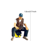 Maxbell 1/64 Scale Male Angler Figure Photography Props Decoration Fishing Character Sit Fishing