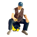 Maxbell 1/64 Scale Male Angler Figure Photography Props Decoration Fishing Character Sit Fishing