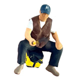 Maxbell 1/64 Scale Male Angler Figure Photography Props Decoration Fishing Character Sit Fishing