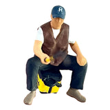 Maxbell 1/64 Scale Male Angler Figure Photography Props Decoration Fishing Character Sit Fishing