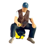 Maxbell 1/64 Scale Male Angler Figure Photography Props Decoration Fishing Character Sit Fishing