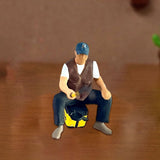 Maxbell 1/64 Scale Male Angler Figure Photography Props Decoration Fishing Character Sit Fishing