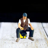 Maxbell 1/64 Scale Male Angler Figure Photography Props Decoration Fishing Character Sit Fishing