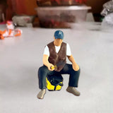 Maxbell 1/64 Scale Male Angler Figure Photography Props Decoration Fishing Character Sit Fishing