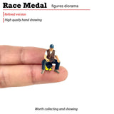 Maxbell 1/64 Scale Male Angler Figure Photography Props Decoration Fishing Character Sit Fishing