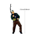Maxbell 1/64 Scale Male Angler Figure Photography Props Decoration Fishing Character Pull Fishing Rod