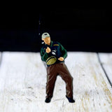 Maxbell 1/64 Scale Male Angler Figure Photography Props Decoration Fishing Character Pull Fishing Rod