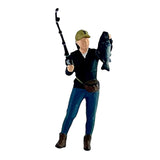 Maxbell 1/64 Scale Male Angler Figure Photography Props Decoration Fishing Character with Fish