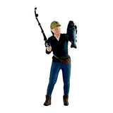 Maxbell 1/64 Scale Male Angler Figure Photography Props Decoration Fishing Character with Fish