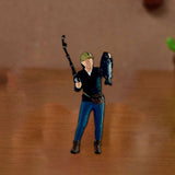 Maxbell 1/64 Scale Male Angler Figure Photography Props Decoration Fishing Character with Fish
