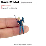 Maxbell 1/64 Scale Male Angler Figure Photography Props Decoration Fishing Character with Fish
