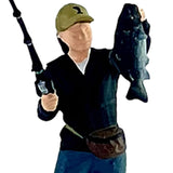 Maxbell 1/64 Scale Male Angler Figure Photography Props Decoration Fishing Character with Fish