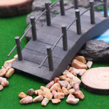 Maxbell Dollhouse Wooden ARCH Bridge Micro Scene Accessory Arch Bridge Figurine Gray