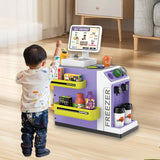 Maxbell Register Toy Checkout Counter Educational Pretend Play for Age 3-7 Kids Purple