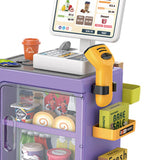 Maxbell Register Toy Checkout Counter Educational Pretend Play for Age 3-7 Kids Purple