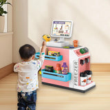 Maxbell Register Toy Checkout Counter Educational Pretend Play for Age 3-7 Kids Pink