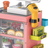 Maxbell Register Toy Checkout Counter Educational Pretend Play for Age 3-7 Kids Pink
