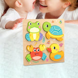 Maxbell Cute Baby Puzzles Activity Toys with 4 Patterns for Boys Girls Baby Ages 3-5 Sea Animal