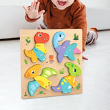 Maxbell Cute Baby Puzzles Activity Toys with 4 Patterns for Boys Girls Baby Ages 3-5 Dinosaur