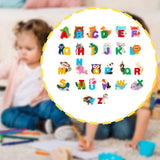 Maxbell Wooden Animal Alphabet Puzzle Preschool Paired Puzzle for Kindergarten Girls