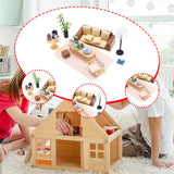 Maxbell Dollhouse Furniture Set Dolls House Playset Miniature Table Chair Floor Lamp