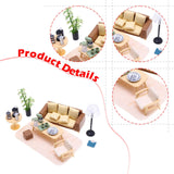 Maxbell Dollhouse Furniture Set Dolls House Playset Miniature Table Chair Floor Lamp