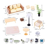 Maxbell Dollhouse Furniture Set Dolls House Playset Miniature Table Chair Floor Lamp