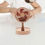 Maxbell Mini Fan Toy Festive Celebration Three Speed Wind Settings Folded Adjustable Brown