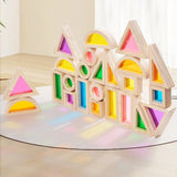 Maxbell 24Pcs Stacking Blocks Education Colorful Wood Rainbow Blocks for Boys Girls
