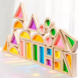 Maxbell 24Pcs Stacking Blocks Education Colorful Wood Rainbow Blocks for Boys Girls