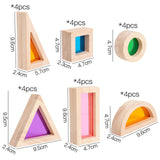 Maxbell 24Pcs Stacking Blocks Education Colorful Wood Rainbow Blocks for Boys Girls