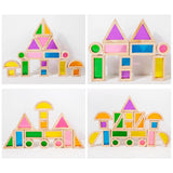 Maxbell 24Pcs Stacking Blocks Education Colorful Wood Rainbow Blocks for Boys Girls
