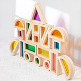 Maxbell 24Pcs Stacking Blocks Education Colorful Wood Rainbow Blocks for Boys Girls