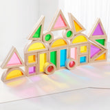 Maxbell 24Pcs Stacking Blocks Education Colorful Wood Rainbow Blocks for Boys Girls