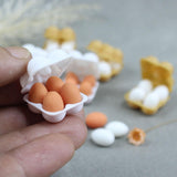 Maxbell Dollhouse Miniature Egg Tray 1:12 Landscape Doll House Decor Egg Storage Box White