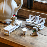 Maxbell 3 Pieces Miniature Dollhouse Chairs Pretend Play Micro Landscape Accessories