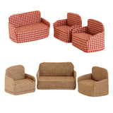 Maxbell 3Pcs Dollhouse Miniature Sofa 1/12 Scale Couch for Micro Landscape Dollhouse Red