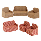 Maxbell 3Pcs Dollhouse Miniature Sofa 1/12 Scale Couch for Micro Landscape Dollhouse Red