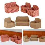 Maxbell 3Pcs Dollhouse Miniature Sofa 1/12 Scale Couch for Micro Landscape Dollhouse Red