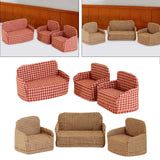 Maxbell 3Pcs Dollhouse Miniature Sofa 1/12 Scale Couch for Micro Landscape Dollhouse Red