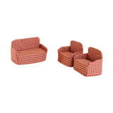 Maxbell 3Pcs Dollhouse Miniature Sofa 1/12 Scale Couch for Micro Landscape Dollhouse Red