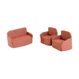 Maxbell 3Pcs Dollhouse Miniature Sofa 1/12 Scale Couch for Micro Landscape Dollhouse Red