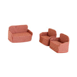 Maxbell 3Pcs Dollhouse Miniature Sofa 1/12 Scale Couch for Micro Landscape Dollhouse Red