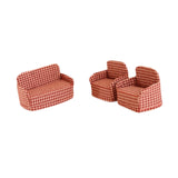 Maxbell 3Pcs Dollhouse Miniature Sofa 1/12 Scale Couch for Micro Landscape Dollhouse Red