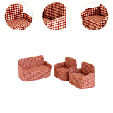 Maxbell 3Pcs Dollhouse Miniature Sofa 1/12 Scale Couch for Micro Landscape Dollhouse Red