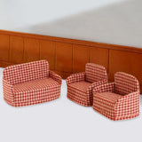 Maxbell 3Pcs Dollhouse Miniature Sofa 1/12 Scale Couch for Micro Landscape Dollhouse Red